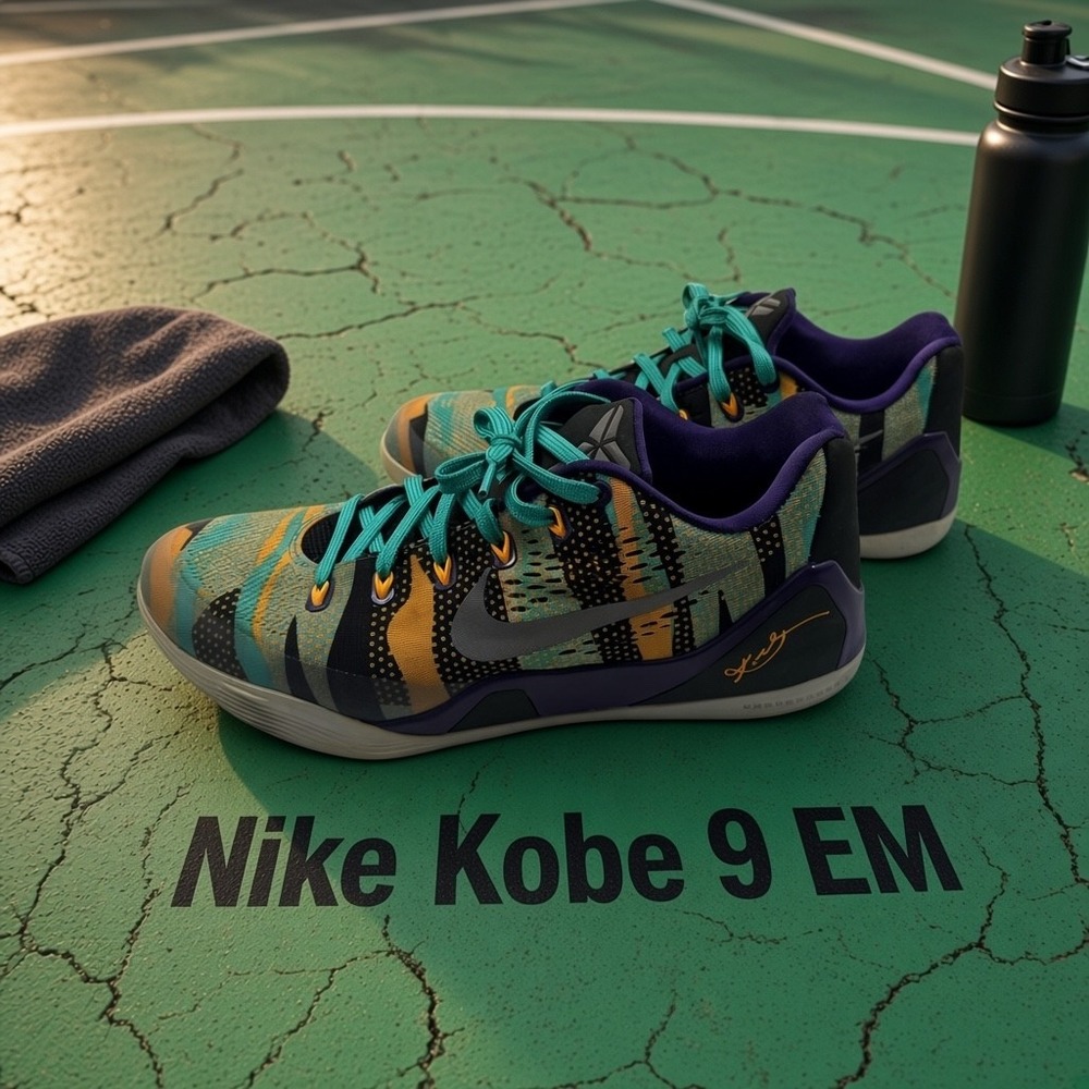 Nike Kobe 9 EM Low Pop Art Mens 11 Court Purple Yellow 646701-508